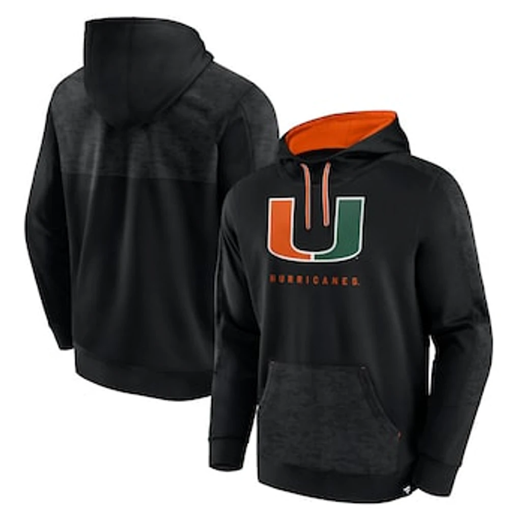 Men's Fanatics Black Miami Hurricanes Defender Pullover Hoodie