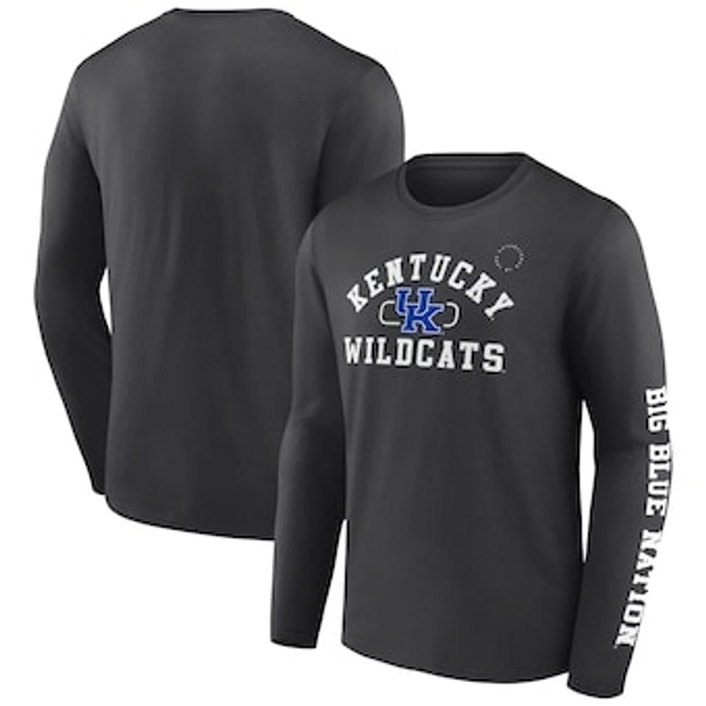 Men's Fanatics Charcoal Kentucky Wildcats Modern Arch 2-Hit Long Sleeve T-Shirt