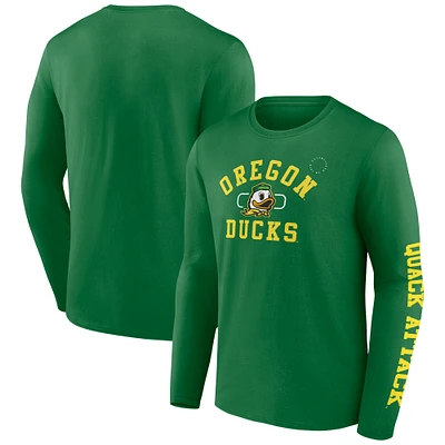 Men's Fanatics Apple Green Oregon Ducks Modern Arch 2-Hit Long Sleeve T-Shirt
