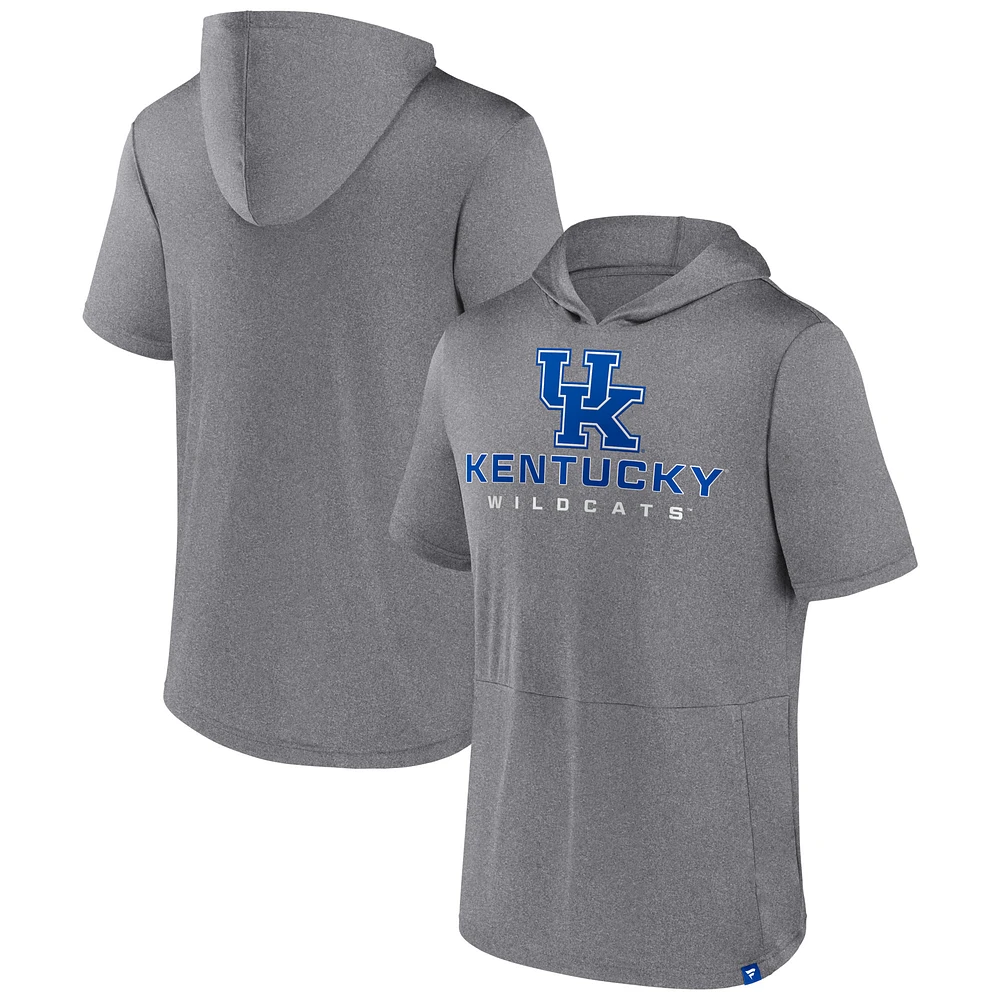 Men's Fanatics Heather Gray Kentucky Wildcats Modern Stack Hoodie T-Shirt