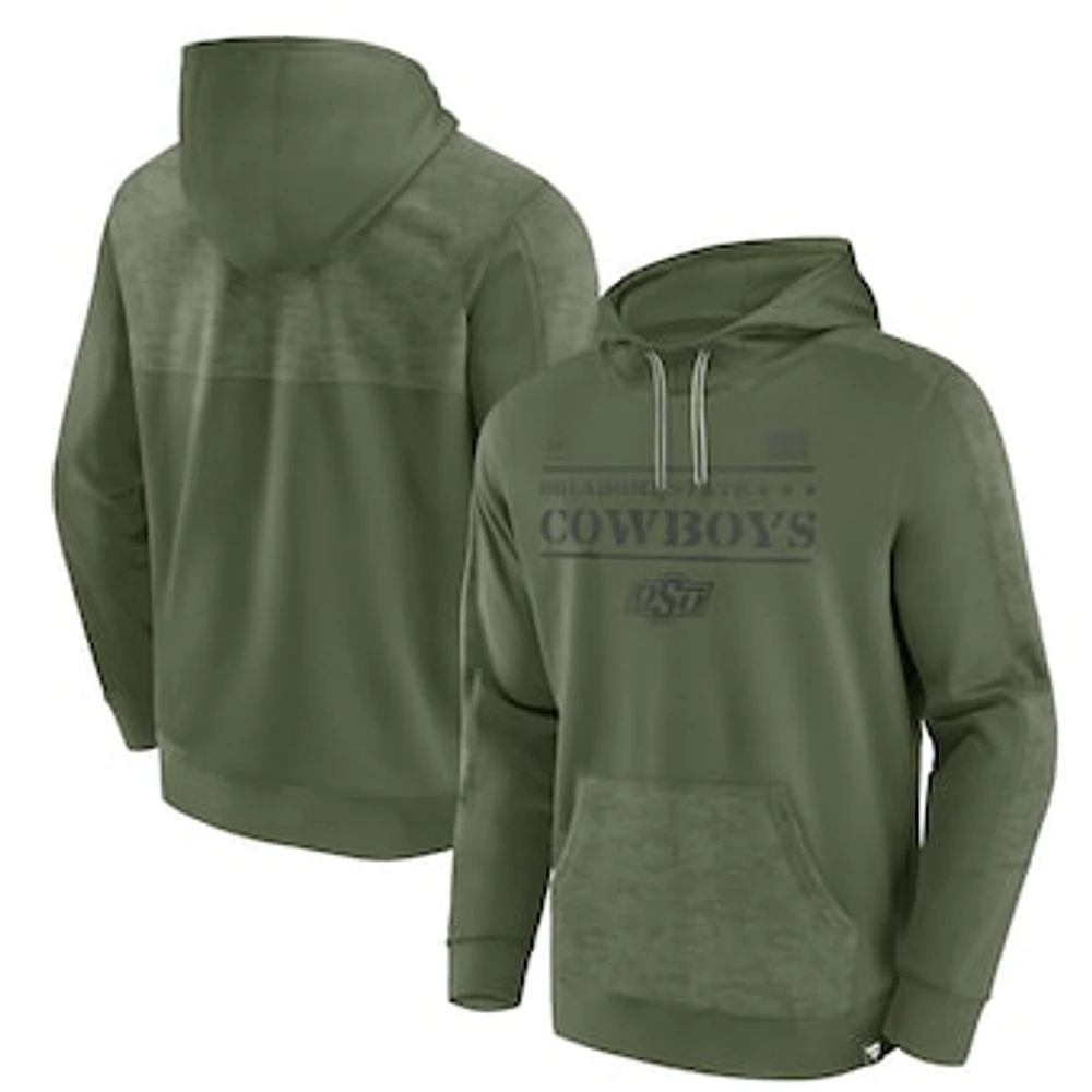 Men's Fanatics Olive Oklahoma State Cowboys OHT Military Appreciation Stencil Pullover Hoodie