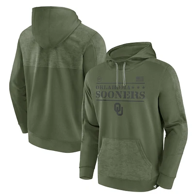 Men's Fanatics Olive Oklahoma Sooners OHT Military Appreciation Stencil Pullover Hoodie