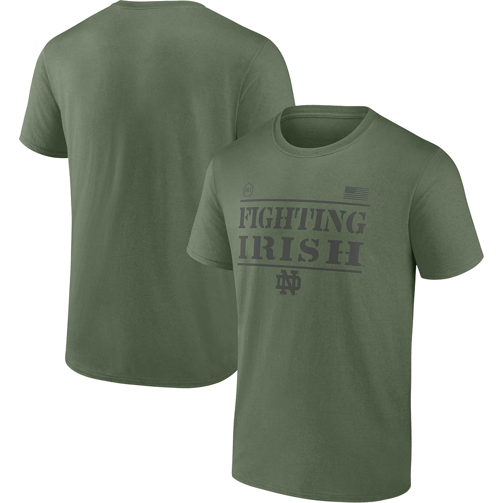 Men's Fanatics Olive Notre Dame Fighting Irish OHT Military Appreciation Stencil T-Shirt