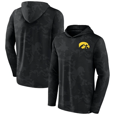 Men's Fanatics  Black Iowa Hawkeyes Camo Hoodie Long Sleeve T-Shirt