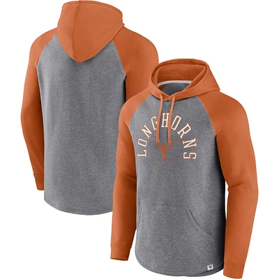 Men's Fanatics Texas Orange/Heather Gray Texas Longhorns Wrap Up Raglan Pullover Hoodie