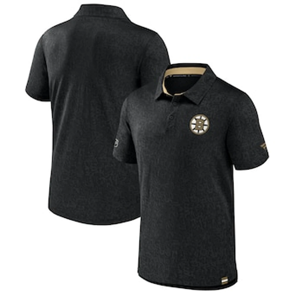 Men's Fanatics  Black Boston Bruins Authentic Pro Jacquard Polo