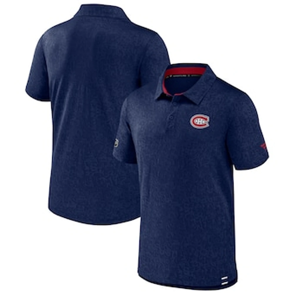 Men's Fanatics Navy Montreal Canadiens Authentic Pro Jacquard Polo