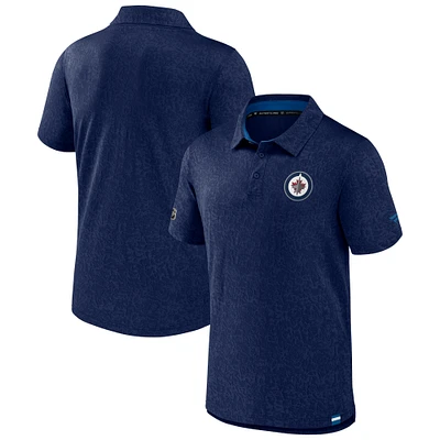 Men's Fanatics Navy Winnipeg Jets Authentic Pro Jacquard Polo