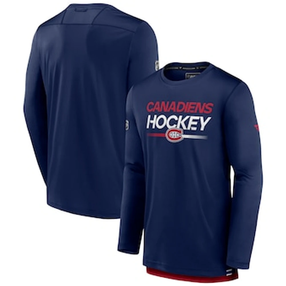 Men's Fanatics  Navy Montreal Canadiens Authentic Pro Long Sleeve T-Shirt