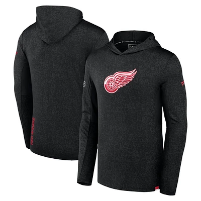 Men's Fanatics  Black Detroit Red Wings Authentic Pro Lightweight Pullover Hoodie