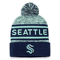 Men's Fanatics  Deep Sea Blue Seattle Kraken Authentic Pro Cuffed Knit Hat with Pom