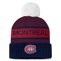 Women's Fanatics  Navy Montreal Canadiens Authentic Pro Cuffed Knit Hat with Pom