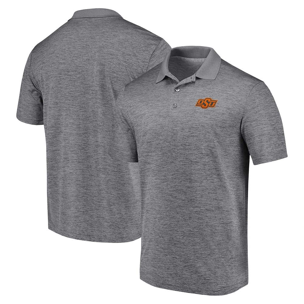 Men's Fanatics Heather Charcoal Oklahoma State Cowboys Primary Logo Polo