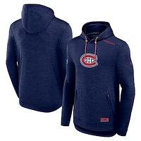 Men's Fanatics Heather Navy Montreal Canadiens Authentic Pro Tech Pullover Hoodie