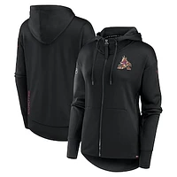 Women's Fanatics  Black Arizona Coyotes Authentic Pro Scuba Full-Zip Hoodie