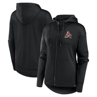 Women's Fanatics  Black Arizona Coyotes Authentic Pro Scuba Full-Zip Hoodie