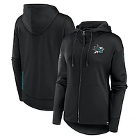 Women's Fanatics  Black San Jose Sharks Authentic Pro Scuba Full-Zip Hoodie