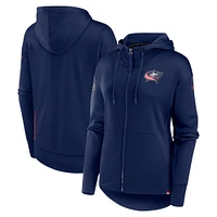 Women's Fanatics  Navy Columbus Blue Jackets Authentic Pro Scuba Full-Zip Hoodie