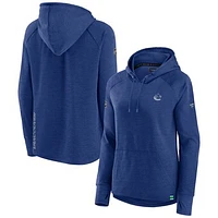 Women's Fanatics Heather Blue Vancouver Canucks Authentic Pro Pullover Hoodie