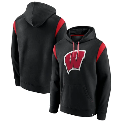 Men's Fanatics Black Wisconsin Badgers Gym Rat Pullover Hoodie