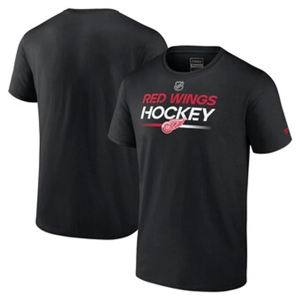 Men's Fanatics  Black Detroit Red Wings Authentic Pro Primary T-Shirt