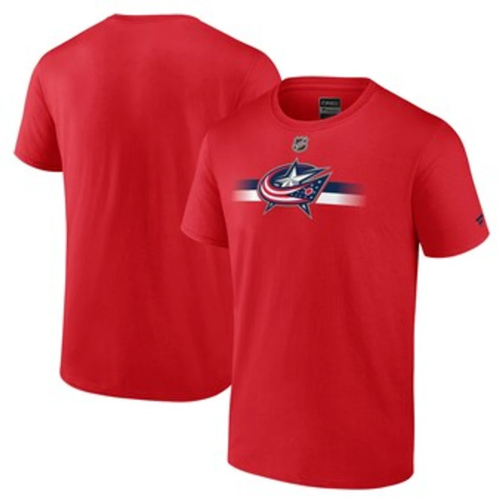 Men's Fanatics Red Columbus Blue Jackets Authentic Pro Secondary T-Shirt