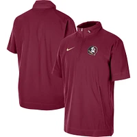 Men's Nike Garnet Florida State Seminoles Coaches Half-Zip Short Sleeve Jacket