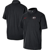 Men's Nike Black Georgia Bulldogs Coaches Half-Zip Short Sleeve Jacket