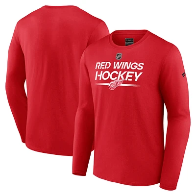 Men's Fanatics Red Detroit Wings Authentic Pro Primary Long Sleeve T-Shirt