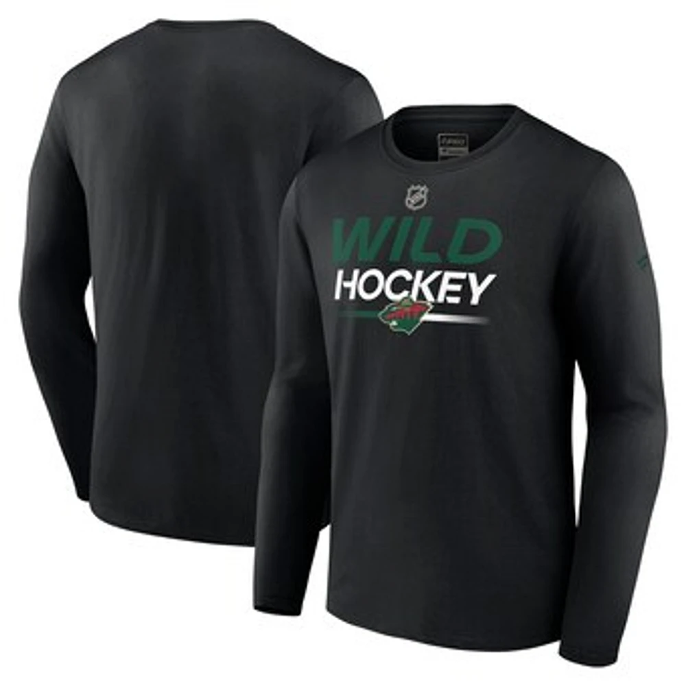 Men's Fanatics  Black Minnesota Wild Authentic Pro Primary Long Sleeve T-Shirt