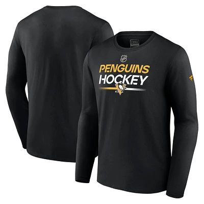 Men's Fanatics  Black Pittsburgh Penguins Authentic Pro Primary Long Sleeve T-Shirt