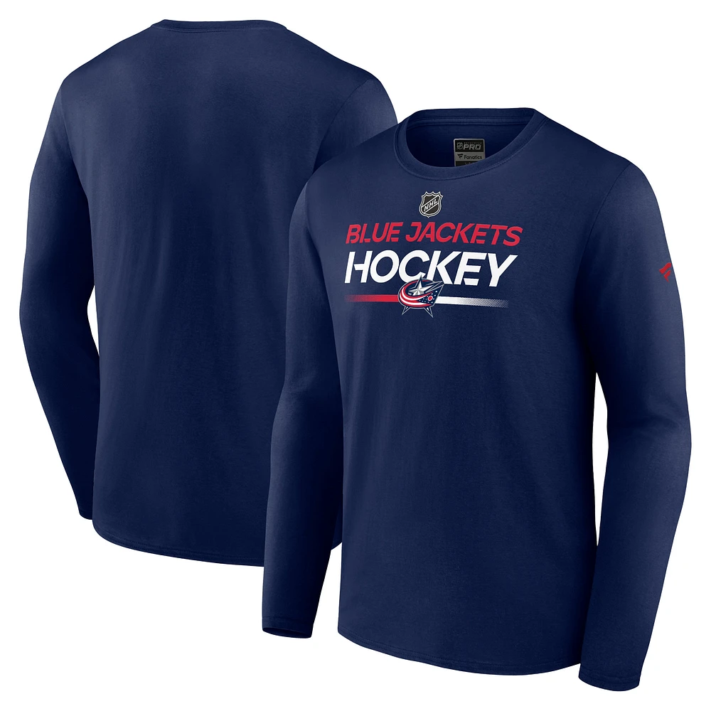 Men's Fanatics  Navy Columbus Blue Jackets Authentic Pro Primary Long Sleeve T-Shirt