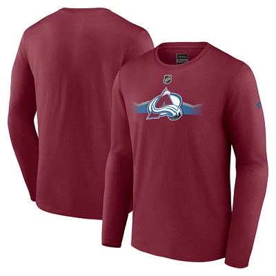 Men's Fanatics  Burgundy Colorado Avalanche Authentic Pro Primary Long Sleeve T-Shirt