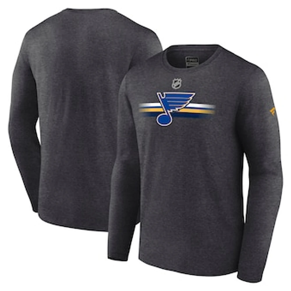 Men's Fanatics  Heather Charcoal St. Louis Blues Authentic Pro Secondary Long Sleeve T-Shirt