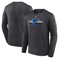 Men's Fanatics  Heather Charcoal St. Louis Blues Authentic Pro Secondary Long Sleeve T-Shirt