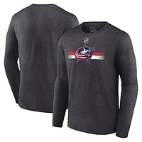 Men's Fanatics  Heather Charcoal Columbus Blue Jackets Authentic Pro Secondary Long Sleeve T-Shirt