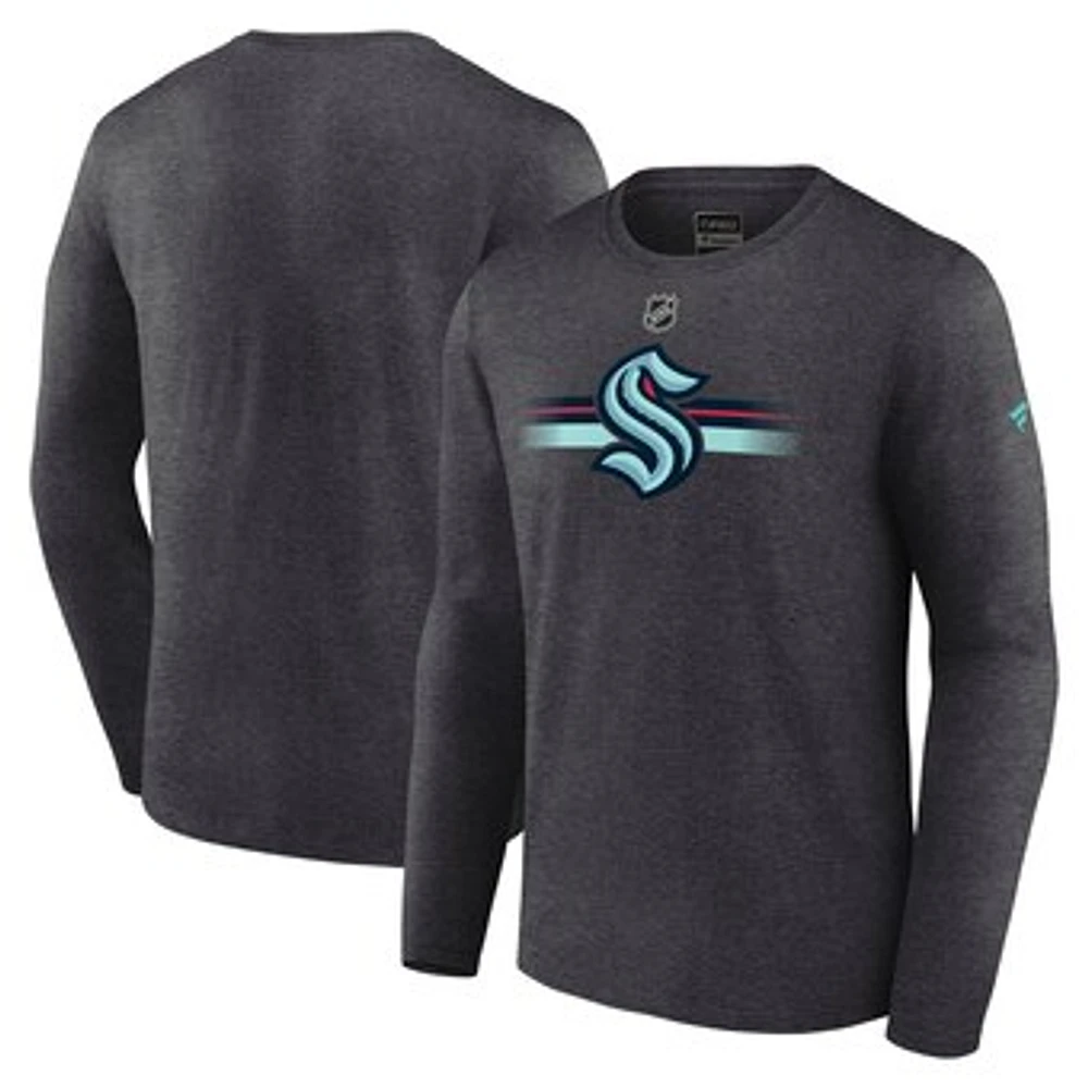 Men's Fanatics  Heather Charcoal Seattle Kraken Authentic Pro Secondary Long Sleeve T-Shirt