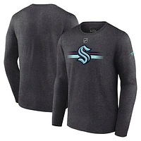 Men's Fanatics  Heather Charcoal Seattle Kraken Authentic Pro Secondary Long Sleeve T-Shirt