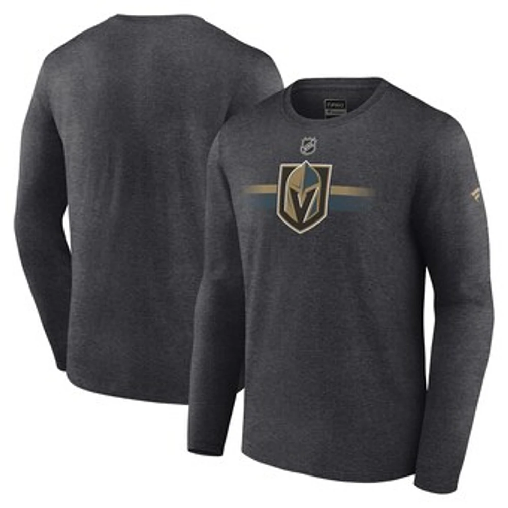 Men's Fanatics  Heather Charcoal Vegas Golden Knights Authentic Pro Secondary Long Sleeve T-Shirt