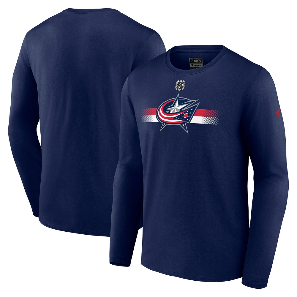 Men's Fanatics  Navy Columbus Blue Jackets Authentic Pro Secondary Long Sleeve T-Shirt