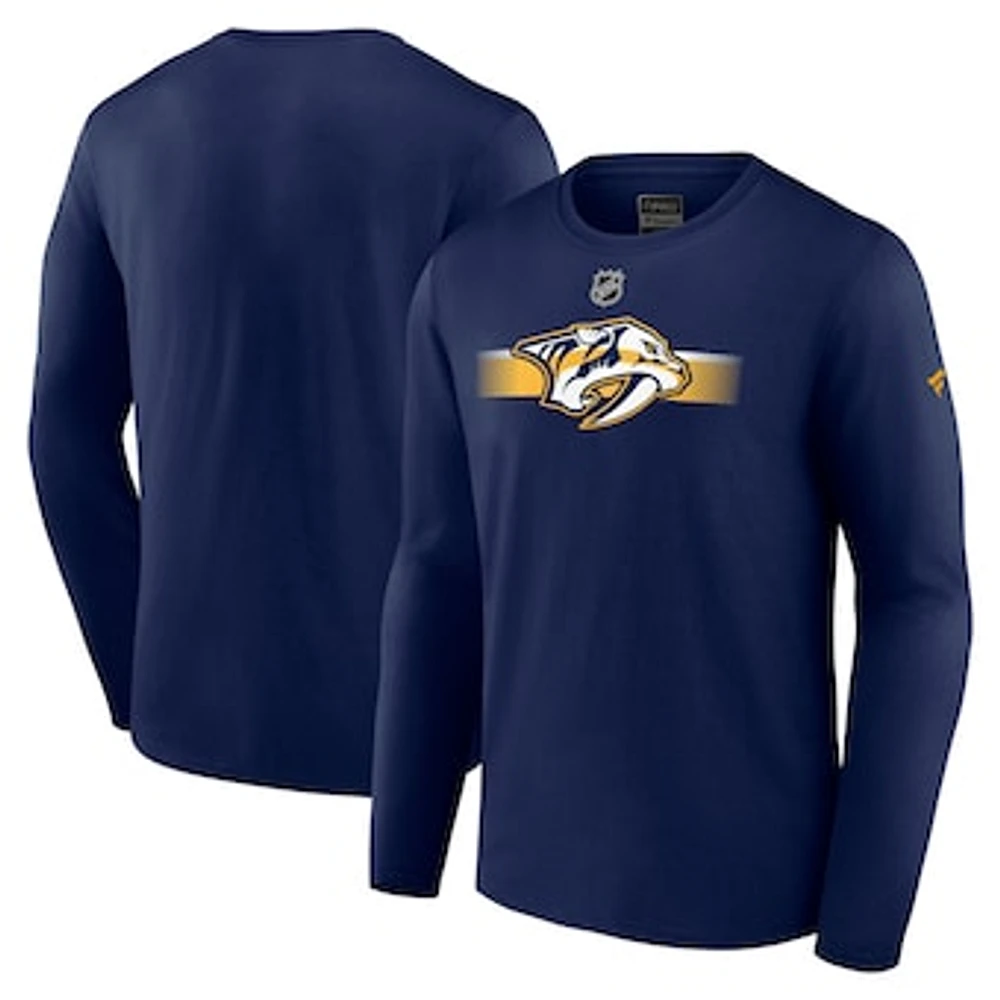 Men's Fanatics  Navy Nashville Predators Authentic Pro Secondary Long Sleeve T-Shirt