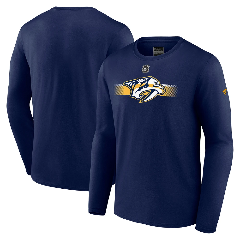 Men's Fanatics  Navy Nashville Predators Authentic Pro Secondary Long Sleeve T-Shirt