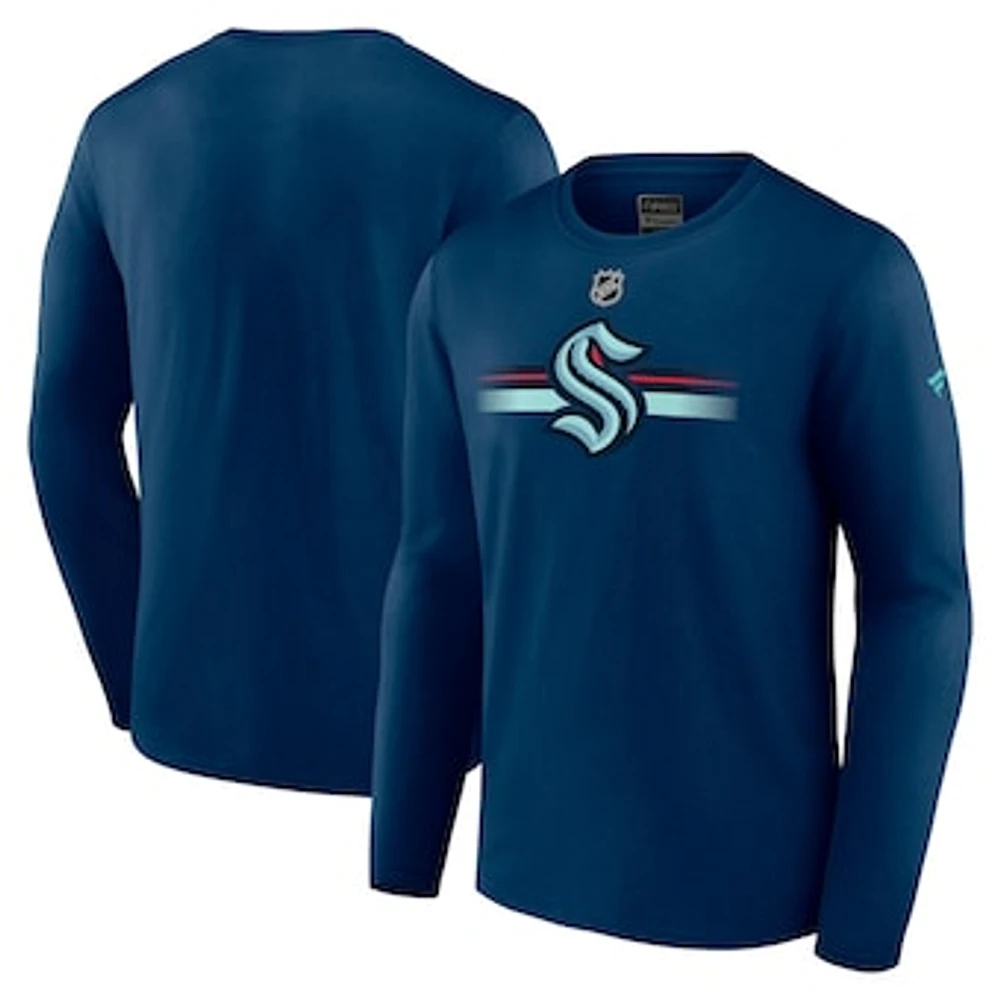 Men's Fanatics Deep Sea Blue Seattle Kraken Authentic Pro Secondary Long Sleeve T-Shirt