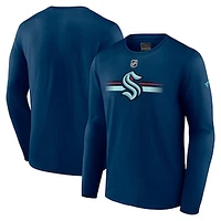 Men's Fanatics Deep Sea Blue Seattle Kraken Authentic Pro Secondary Long Sleeve T-Shirt