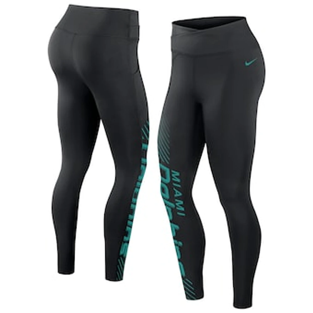 Women's Nike Black Miami Dolphins Primetime Yard Line Leggings