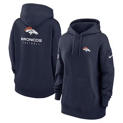 Women's Nike Navy Denver Broncos Sideline Club Fleece Pullover Hoodie