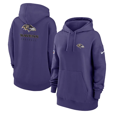 Women's Nike Purple Baltimore Ravens Sideline Club Fleece Pullover Hoodie