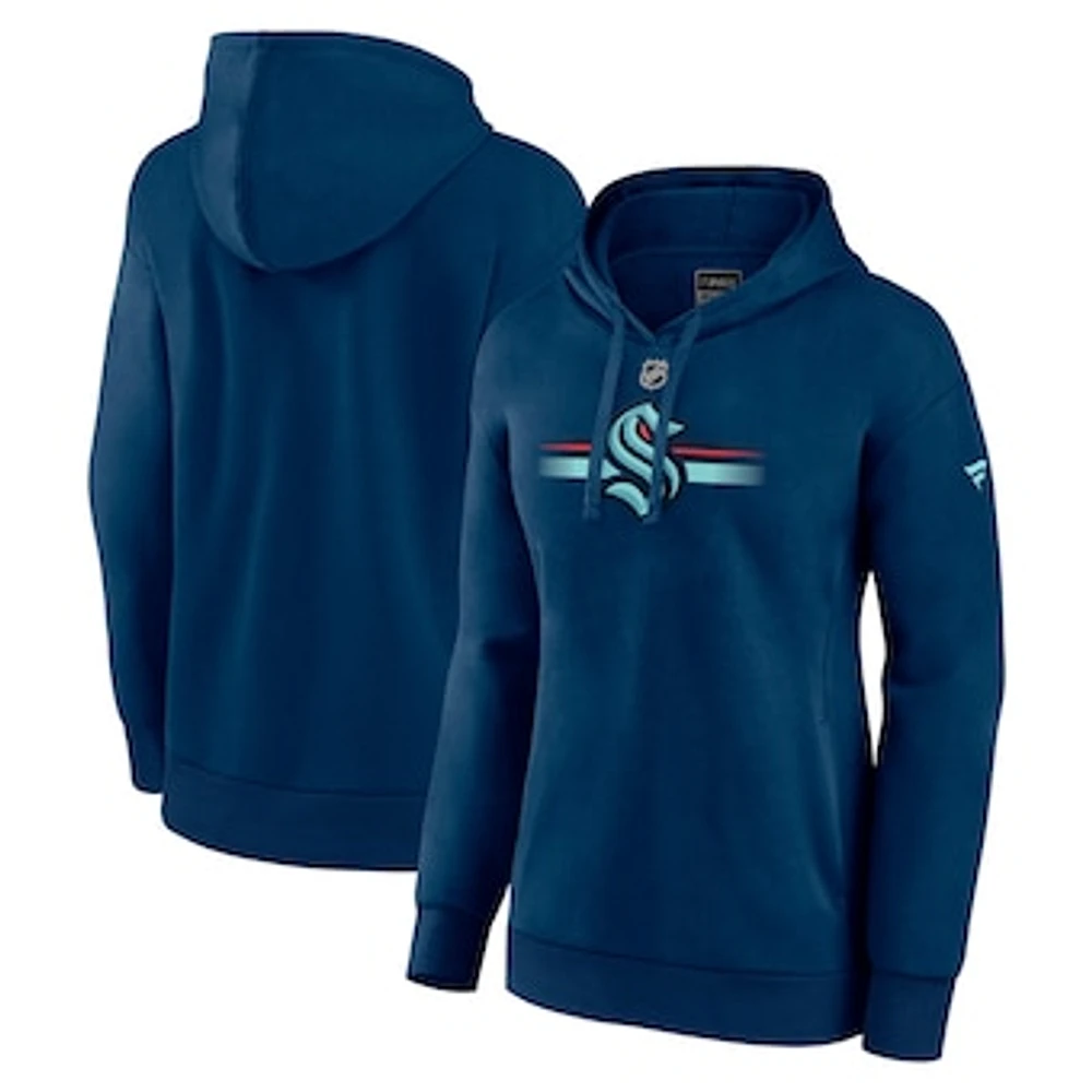 Women's Fanatics Deep Sea Blue Seattle Kraken Authentic Pro Secondary Pullover Hoodie