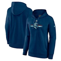 Women's Fanatics Deep Sea Blue Seattle Kraken Authentic Pro Secondary Pullover Hoodie