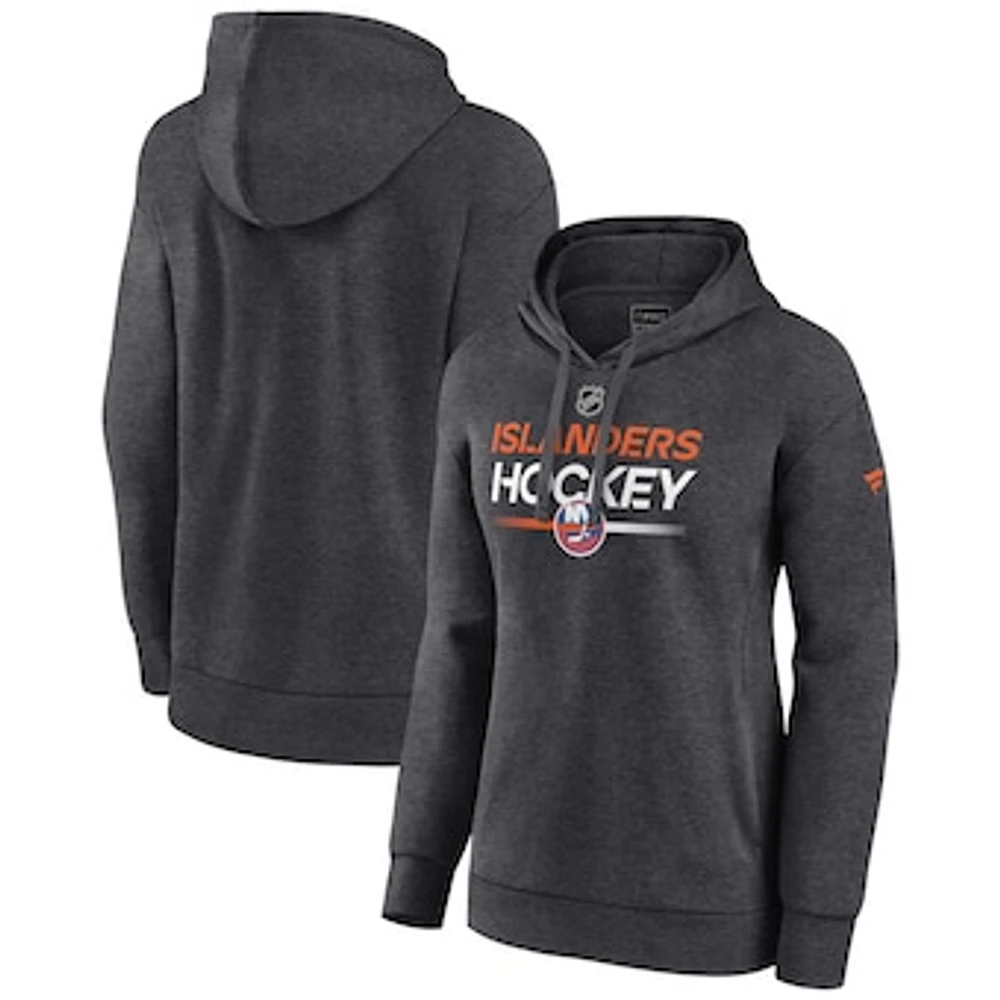 Women's Fanatics  Heather Charcoal New York Islanders Authentic Pro Pullover Hoodie